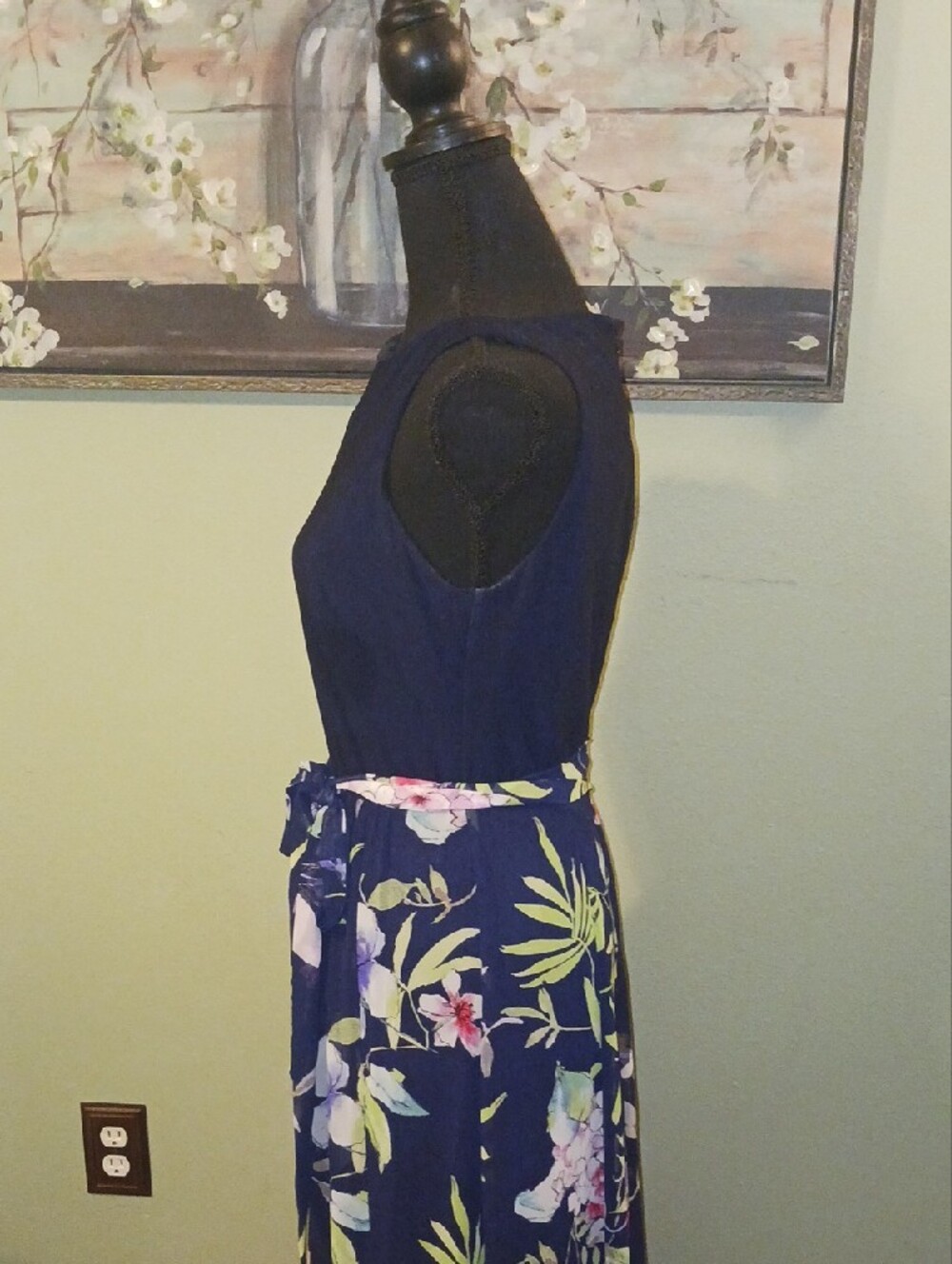 Chaps Navy Bodice Navy Floral Maxi Dress - Picture 6 of 7